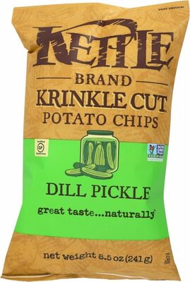 Kettle Brand Potato Chips, Krinkle Cut, Dill Pickle Kettle Chips, 8.5 Oz