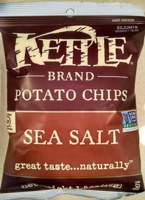 Kettle Brand Potato Chips, Sea Salt Kettle Chips, Snack Bag 1.5 Oz