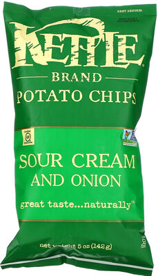 Kettle Brand Potato Chips, Sour Cream & Onion Kettle Chips, 5 Oz