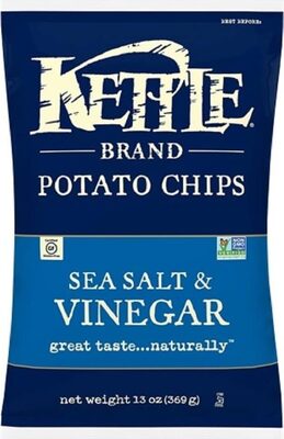 Kettle Brand Potato Chips, Sea Salt & Vinegar Kettle Chips, Party Size, 13 Oz