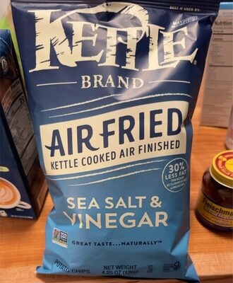 Kettle Brand Potato Chips, Air Fried Sea Salt & Vinegar Kettle Chips,  4.25 Oz Bag