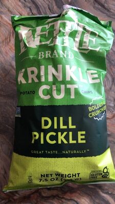 Kettle Brand Potato Chips, Krinkle Cut, Dill Pickle Kettle Chips, 7.5 Oz