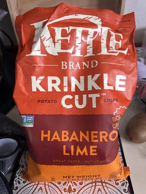 Kettle Brand Potato Chips, Krinkle Cut, Habanero Lime Kettle Chips, 7.5 Oz