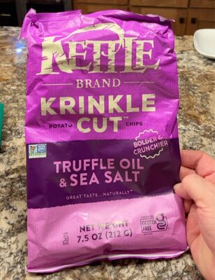 Kettle Brand Potato Chips, Krinkle Cut, Truffle Oil & Sea Salt Kettle Chips, 7.5 Oz