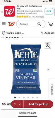 Kettle Brand Sea Salt and Vinegar Kettle Potato Chips, Gluten-Free, Non-GMO, 7.5 oz Bag