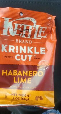 Kettle Brand Potato Chips, Krinkle Cut, Habanero Lime Kettle Chips, Snack Bag, 2 Oz