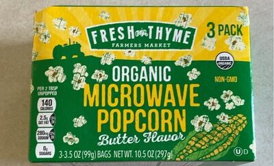 Butter Flavor Organic Microwave Popcorn, Butter