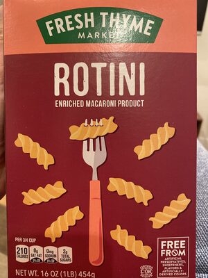 Enriched Macaroni Product, Rotini