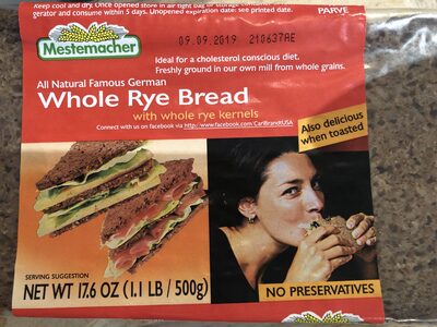 Natural Three Grain Bread With Whole Rye Kernels, Three Grain