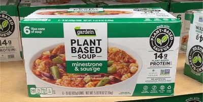 Minestrone & Saus'Ge Made With Plant-Based Saus'Ge, Vegan Noodl's & Vegetables Soup, Minestrone & Saus'Ge