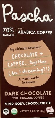 70% Cacao Dark Chocolate With Arabica Coffee, Arabica Coffee