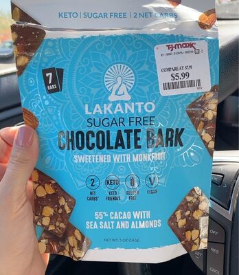 55% Cacao With Sea Salt And Almonds Sugar Free Chocolate Bark, Sea Salt And Almonds