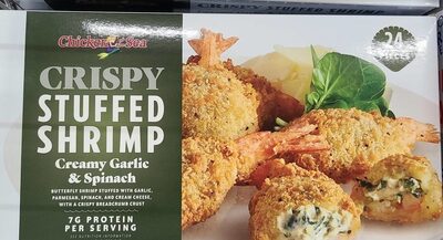 Creamy Garlic & Spinach Butterfly Crispy Shrimp Stuffed With Garlic, Parmesan, Spinach, And Cream Cheese, With A Crispy Breadcrumb Crust, Creamy Garlic & Spinach