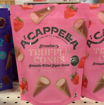 Strawberry Ganache Filled Sugar Truffle Cones, Strawberry