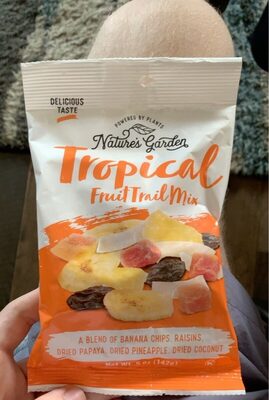 Tropical A Blend Of Banana Chips, Raisins, Dried Papaya, Dried Pineapple, Dried Coconut Fruit Trail Mix, Tropical