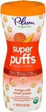 Plum Organics Super Puffs Mango with Sweet Potato 1.5oz Canister