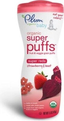 Plum Organics Super Puffs Strawberry with Beet 1.5oz Canister