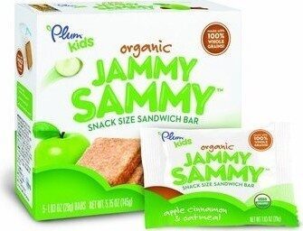 Plum Organics Jammy Sammy Apple Cinnamon & Oatml 5-Ct Box/1.02oz Bar