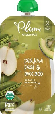 Plum Organics Stage 2 Organic Baby Food - Pea, Kiwi, Pear & Avocado - 3.5 oz Pouch
