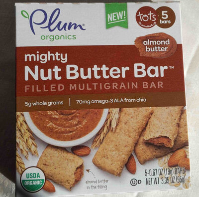 Plum Organics Mighty Nut Butter Bar Almond Butter 5-Ct Bx/.67oz Bars