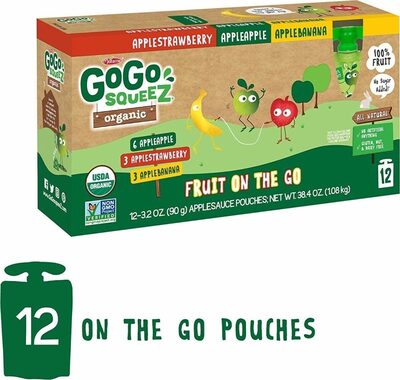 Organic Fruit On The Go, Strawberry; Apple; Banana