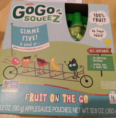 Gimme Five! Applesauce On The Go, Apple, Mango, Strawberry, Peach, Banana