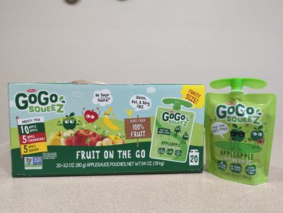 Materne Gogo Squeez Fruit On The Go Family Size! Variety Pack, 3.2 Oz, 20 Count, Apple; Strawberry; Banana