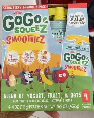 Strawberry Banana Blend Of Yogurt, Fruit, & Oats Smoothiez, Strawberry Banana