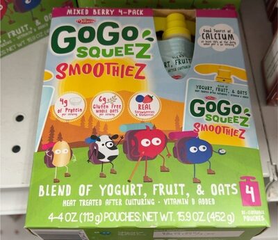 Mixed Berry Blend Of Yogurt, Fruit, & Oats Smoothiez, Mixed Berry