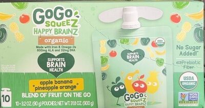 Apple Banana Pineapple Orange Organic Happy Brainz, Apple Banana Pineapple Orange