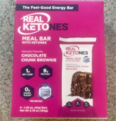 Chocolate Chunk Brownie Flavored Meal Bar With Ketones, Chocolate Chunk Brownie