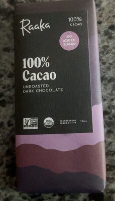 Unroasted 100% Cacao Dark Chocolate, Unroasted