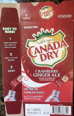 Cranberry Ginger Ale Flavored On The Go Drink Mix Packets, Cranberry Ginger Ale