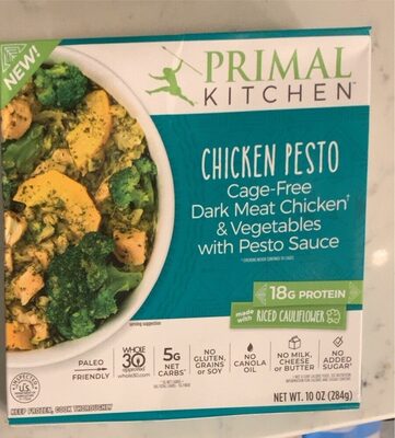 Chicken Pesto Cage-Free Dark Meat Chicken & Vegetables With Pesto Sauce, Chicken Pesto