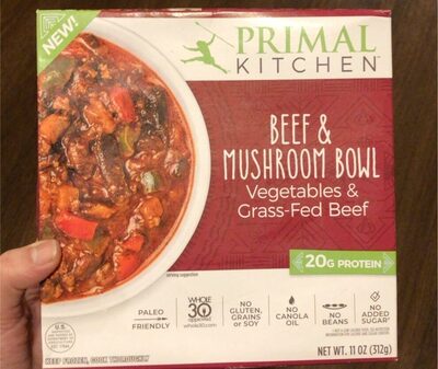 Beef & Mushroom Vegetables & Grass-Fed Beef Bowl, Beef & Mushroom