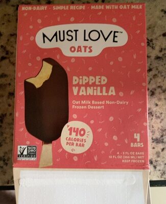 Dipped Vanilla Oat Milk Based Non-Dairy Frozen Dessert Bars, Dipped Vanilla