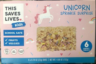 Unicorn Sprinkle Surprise Kids Krispy Treats Bars, Unicorn Sprinkle Surprise