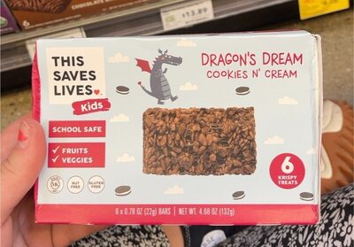 Dragon's Dream Cookies N' Cream Kids Krispy Treats Bars, Dragon's Dream Cookies N' Cream