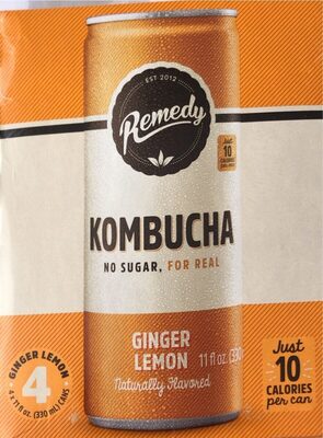 Ginger Lemon Flavored Organic Kombucha, Ginger Lemon