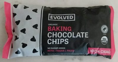 100% Cacao Organic Baking Chocolate Chips, 100% Cacao