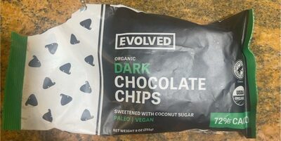 Dark Organic 72% Cacao Chocolate Chips, Dark