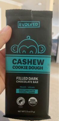 Cashew Cookie Dough Filled Dark Chocolate Bar, Cashew Cookie Dough