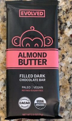 Almond Butter Filled Dark Chocolate Bar, Almond Butter