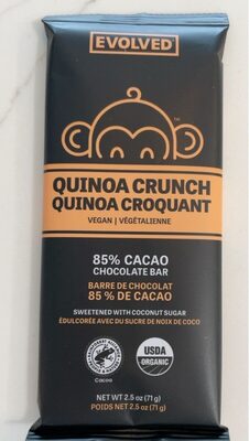 Quinoa Crunch 85% Cacao Chocolate Bar, Quinoa Crunch