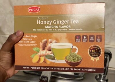 Matcha Flavor Instant Honey Ginger Tea Sachets, Matcha