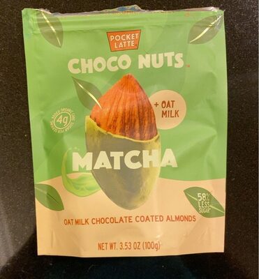 Matcha Oat Milk Chocolate Coated Almonds, Matcha