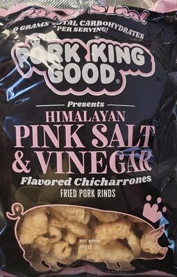 Himalayan Pink Salt & Vinegar Flavored Chicharrones Fried Pork Rinds, Himalayan Pink Salt & Vinegar