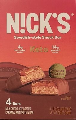 Keto Karamell Choklad Swedish-Style Snack Bar, Milk Chocolate; Caramel