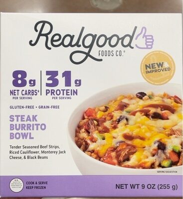 Steak Burrito Bowl Tender Seasoned Beef Strips, Riced Cauliflower, Black Beans & Zesty Pico De Gallo Entree Bowls, Steak Burrito Bowl