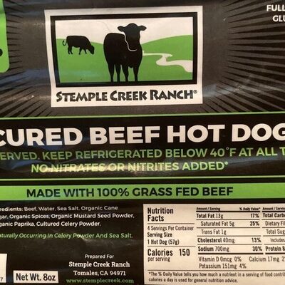 Uncured Beef Hot Dogs, Uncured Beef